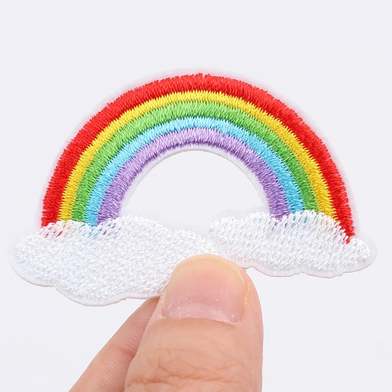 10pcs/lot Embroidered Rainbow Cloudy Patches Iron On Fabric Stickers Sewing Garments Accessories DIY Patchwork Jeans Socks Badge