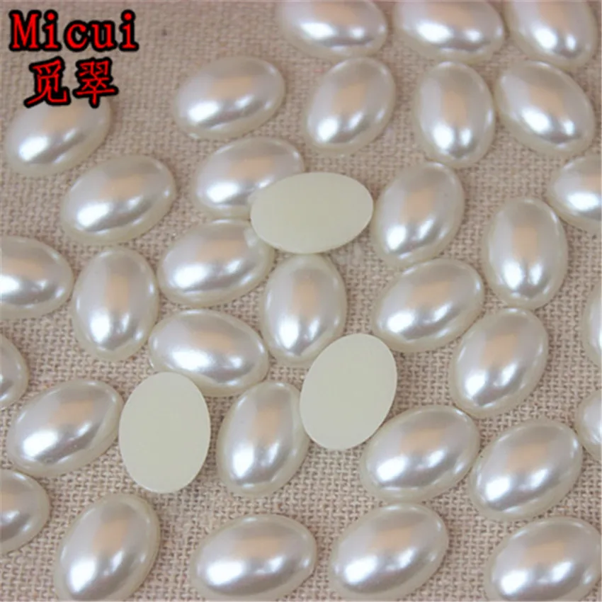 Micui 6*8/8*10/10*14/mm Oval Pearl Beads ABS Half Pearls Flatback Scrapbooking Bead For Jewelry Making Clothes Decoration SM211