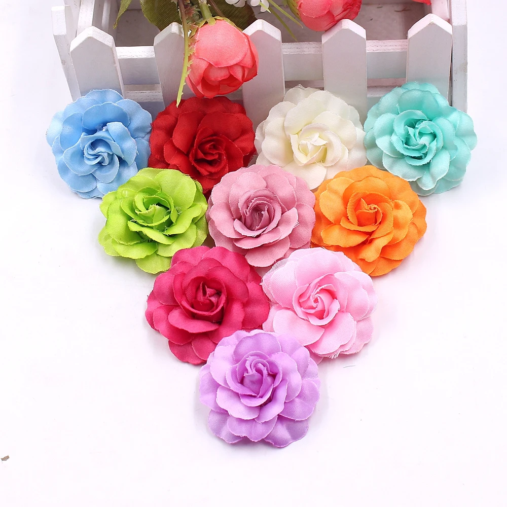 10 sztuk/partia sztuczny jedwab Mini Rose Flower head Wedding Home Decoration DIY Garland księga gości pudełko Craft fałszywy kwiat