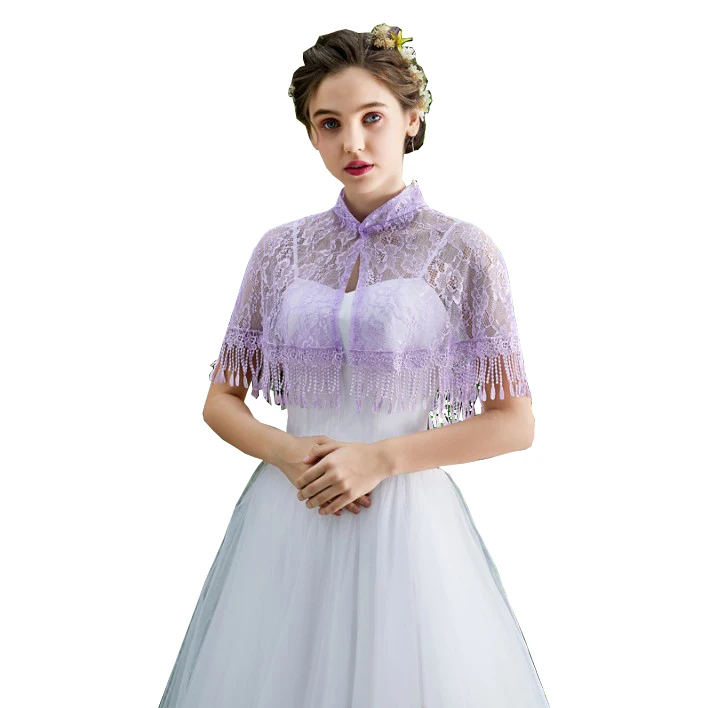 10 Colors Summer High neck Lace Bridal Cheongsam Wraps Shawl Women Evening Cape Bolero Mariage Bride Wedding Party Jackets Wrap