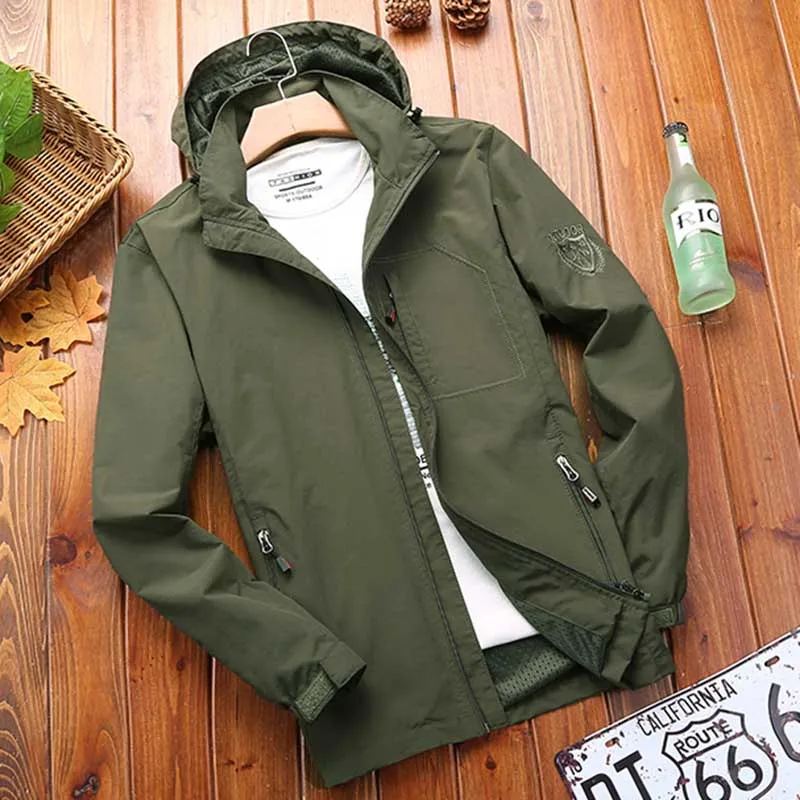 

Spring Autumn Men Casual Hooded Jacket OUTWEAR Coat Fashion Bomber Mens Clothes Windbreaker Big Size M-4XL