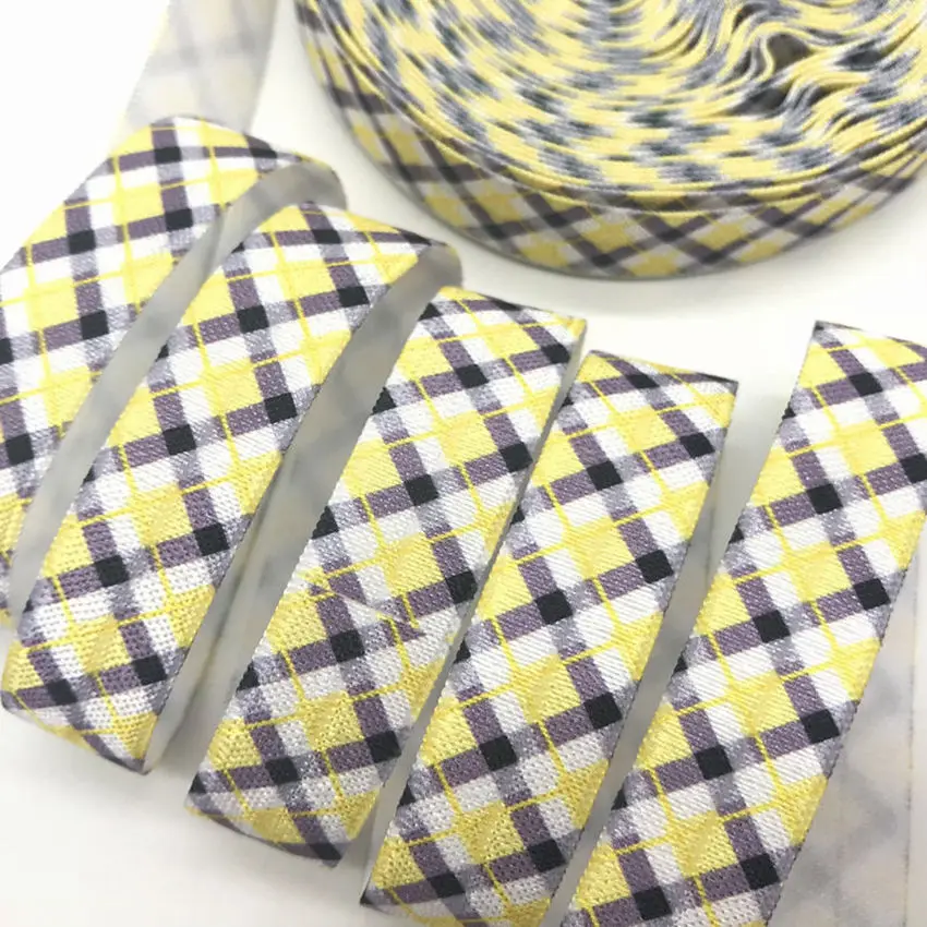 10 yards 16mm Plaid Tartan Design Fold Over Elastic Check Pattern FOE Webbing for Hair tie DIY Sewing Gift Decoration 4 Colors