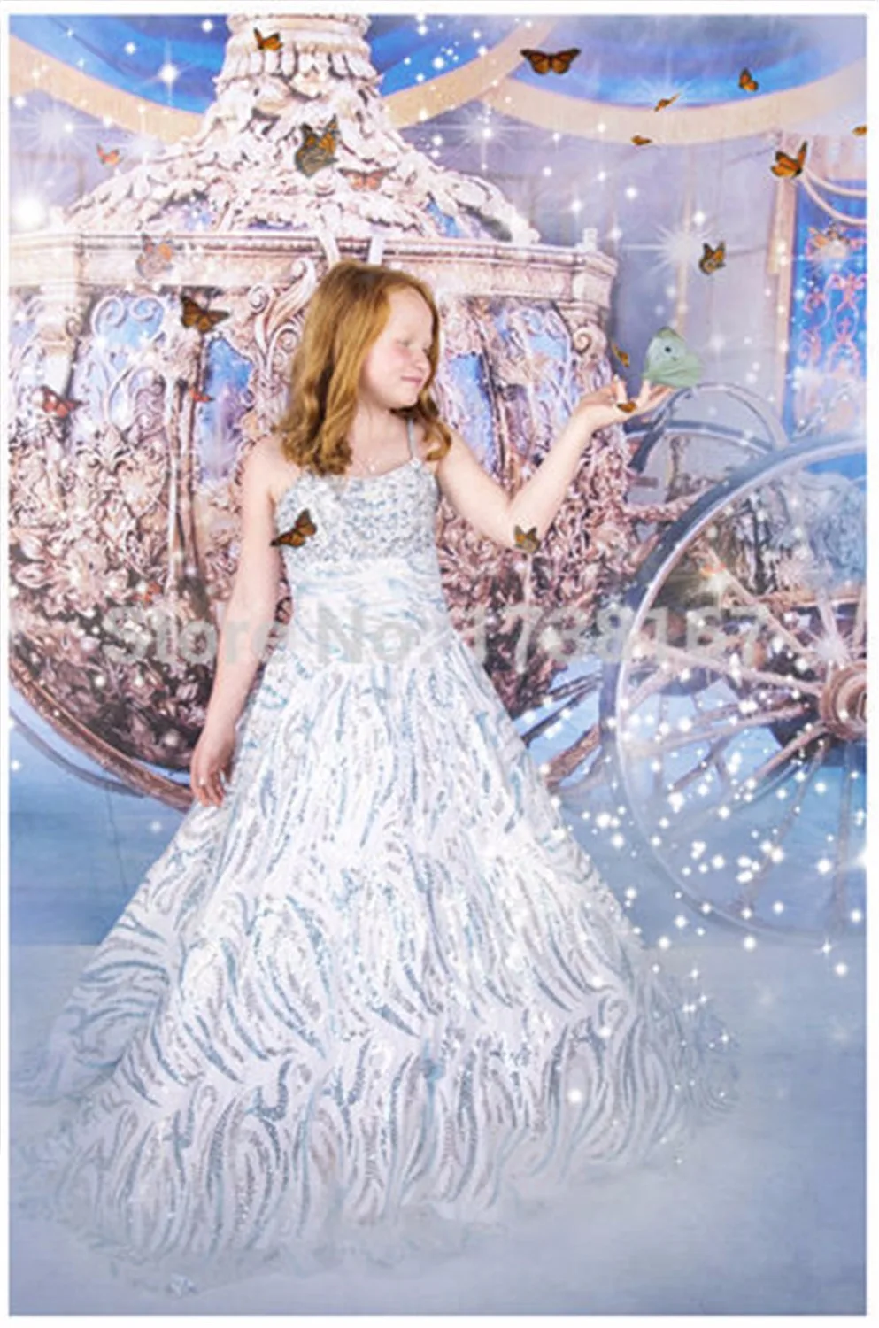 Bajki księżniczka przewóz tło fotografia taniec motyle Bling plamy dzieci dziewczyny Birthday Party zdjęcie tło