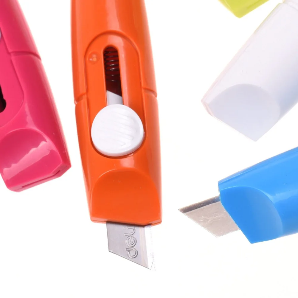 1pc Mini Retractable Utility Knife Box Cutter Letter Opener, 5 Colors Choose