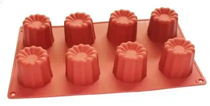 Silicone Mold Muffin Jelly Cake Baking Pan 8-cavity 2x2inch Canneles Mould