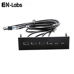 En-Labs PC 5.25 USB 3.0 USB 2.0 front panel Hub Splitter,2 Port USB 3 to 20pin, 2 Port USB 2 to 9pin Adapter -Black Plastic