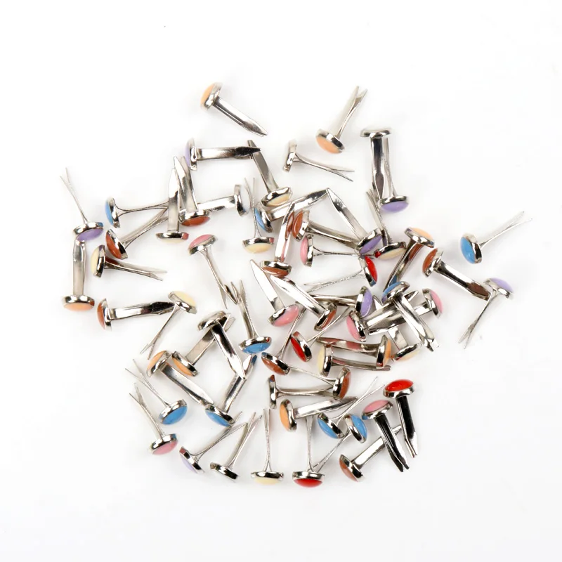 Cute Enamel Drip 14x6mm 50pcs Round Metal Brad Studs Spikes Scrapbooking Embellishment Fastener Brads Crafts Pushpin Decoration