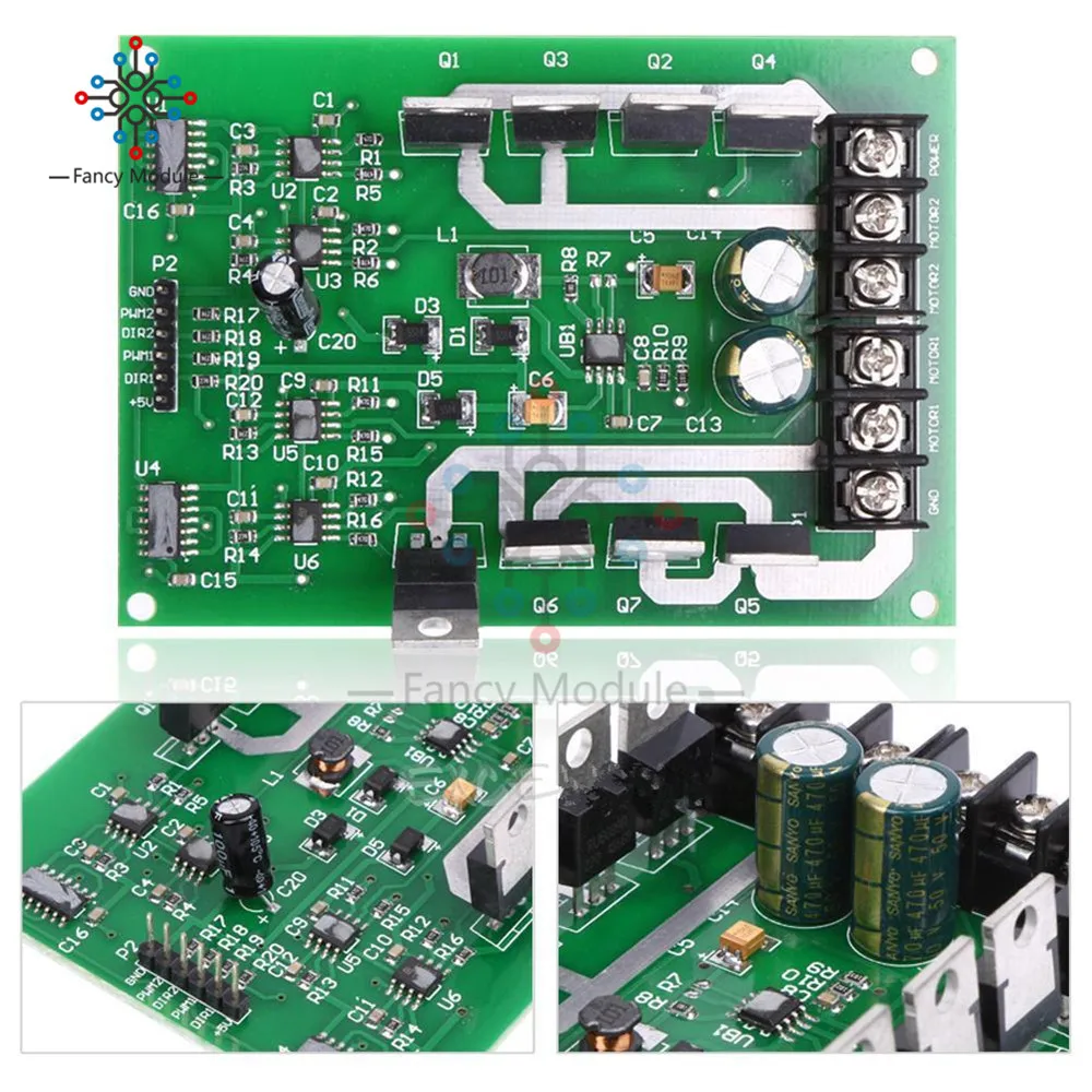 DC Motor Driver Module DC 3-36V H Bridge DC MOSFET IRF3205 15 A Peak 30 A Maximum Current Dual Motor Driver Bread Board Module