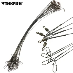 30Pcs 35lb Fishing Line Steel Wire Leader With Swivels Duo-Lock Snap Fishing Tackle Accessories Silver Leadcore Leash 25/32cm