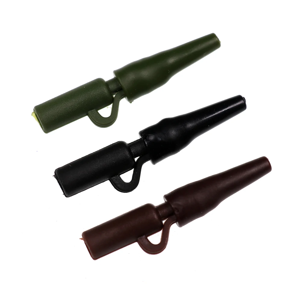 [100 Sets] Wifreo Black Green Brown Carp Fishing Leader Clips with Tail Rubbers Wholesale / Retail Factory