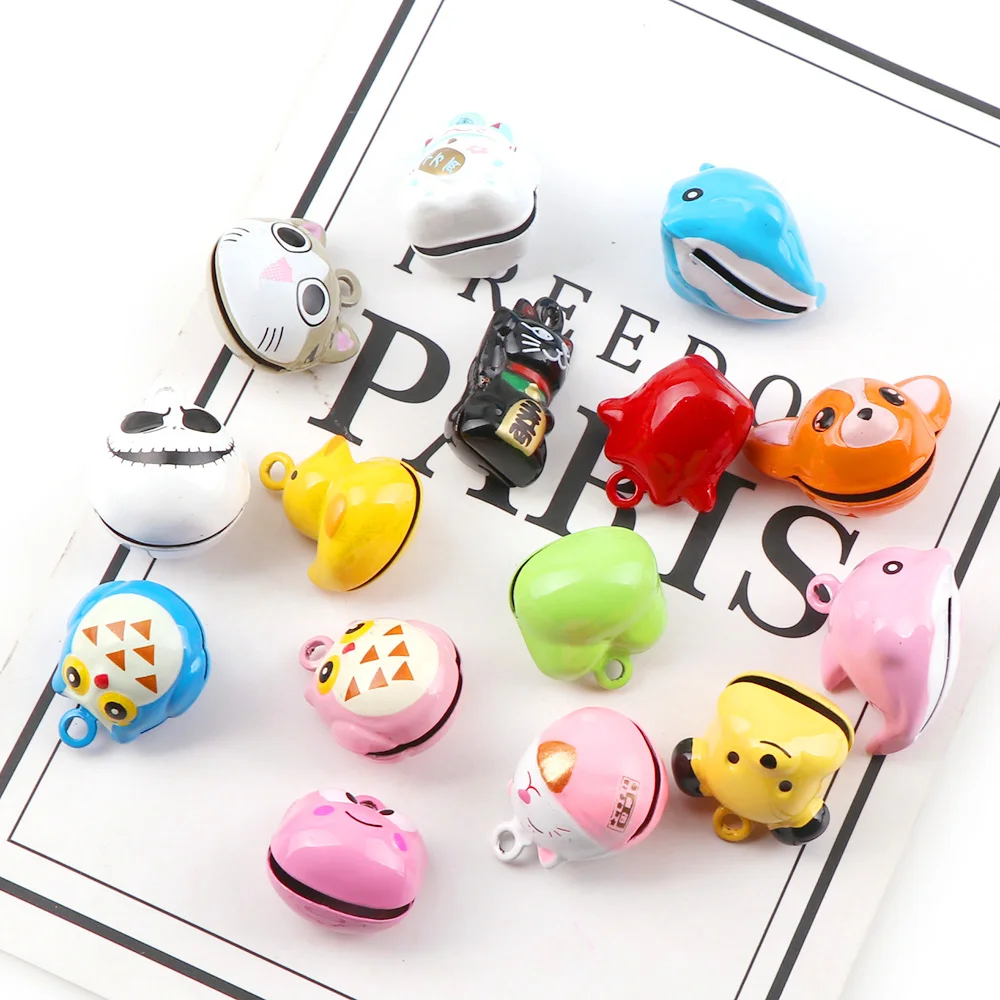 20pc Random Animals Cat Dog Owl Bells Metal Jingle Bells Loose Beads Festival Party Pet DecorationsDIY School Crafts Accessories