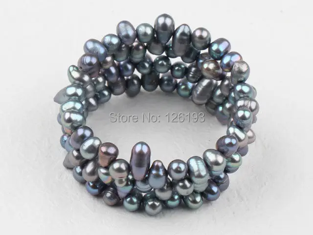 

wholesale Natural Black Freshwater Pearl Bangle - Women wrap bangle Bracelet