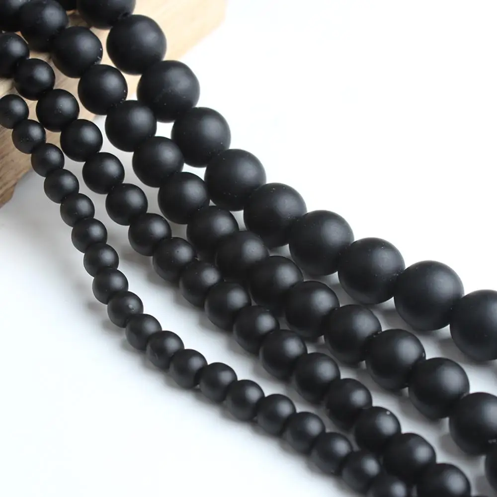 Wholesale 5 lots natural matte stone beads black agates onyx beads for jewelry making DIY bracelet Strand 15\