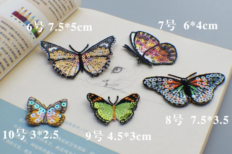 AHYONNIEX Marke 1PC pailletten schmetterling patch Eisen auf patches für kleidung kostüm kleber stickerei paste rock dekoration – Detail 6