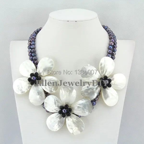 

Fabulous Quality Freshwater Pearl Necklace,Holiday Party Necklace,White Flower Shell Necklace Pearl Jewelry PL5122