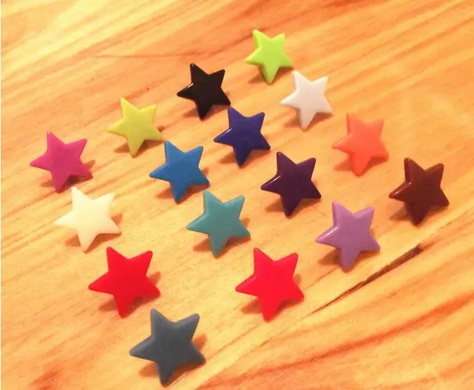 1000Set/BOX Glossy Star/Heart Shape KAM Snap button T5 Snap Plastic Poppers Fastener for Sewing Handmade DIY Cloth Supplies