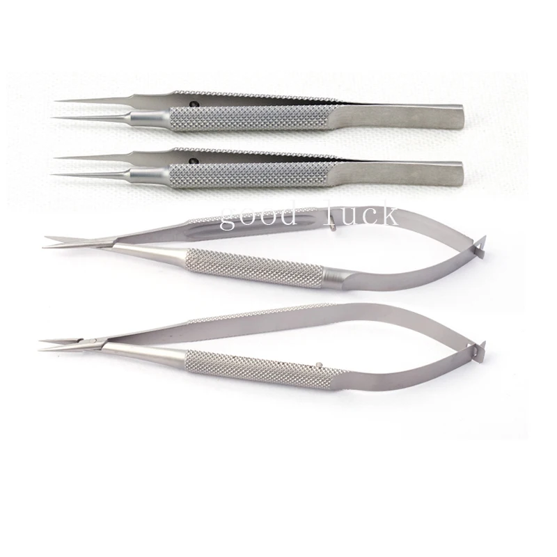 4 Stks/set Oogheelkundige Microchirurgische Instrumenten 12.5 Cm Schaar + Naald Houders + Pincet Roestvrij Staal Chirurgische Tool