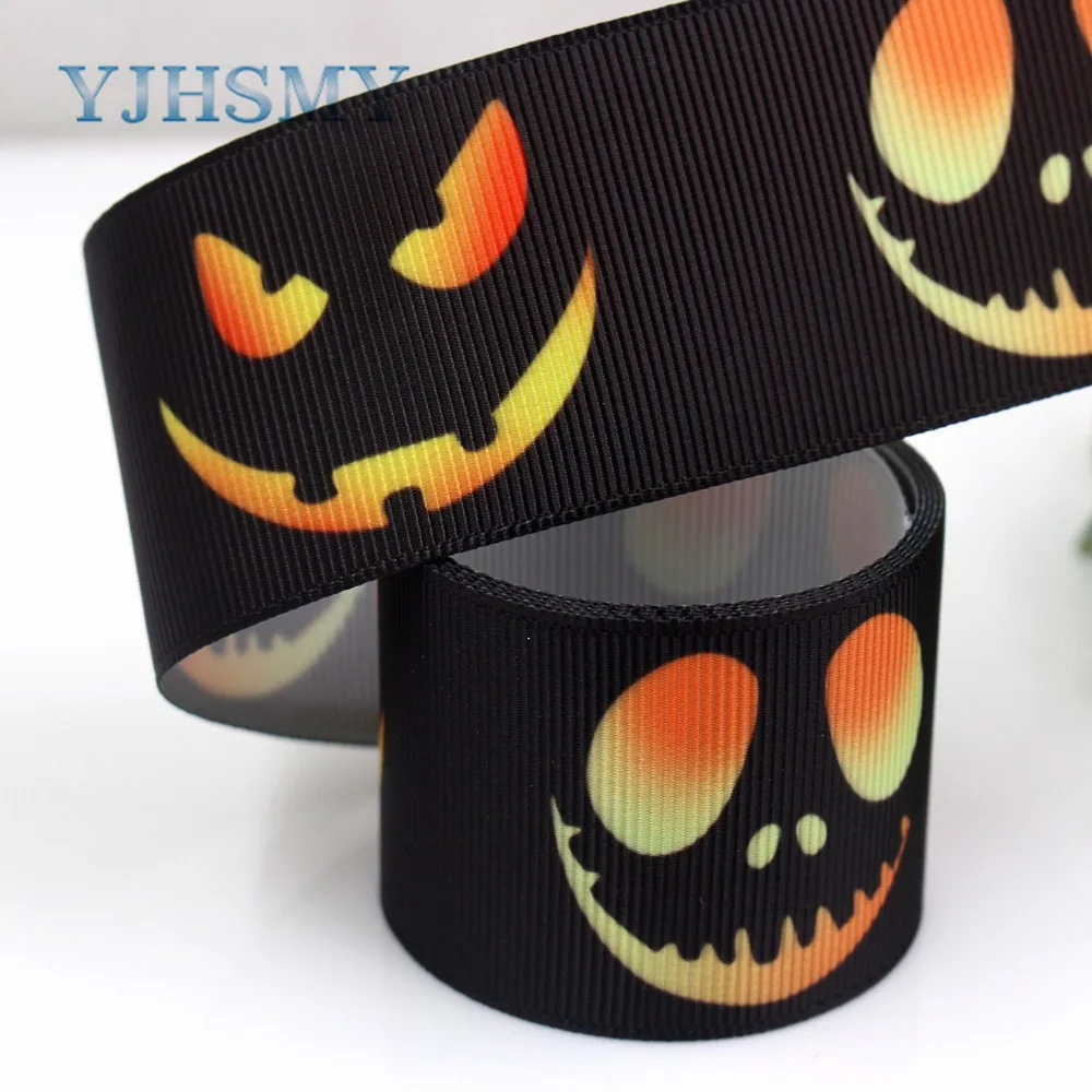 YJHSMY G-18801-756,38mm 5 jardów wstążki rypsowe z nadrukiem z motywem Halloween, DIY handmade materiał akcesoriów do włosów opakowanie na prezent