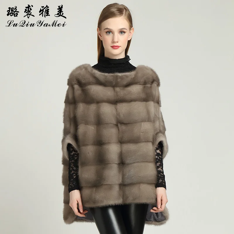 

Full Pelt Mink Coats Women Mink Cape High Low Style Fur Coat Mink Causal Loose Female Jacket Natural Mink Fur Coat Female