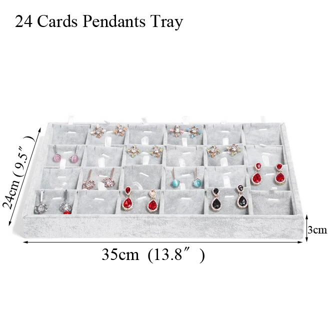 ファッションアイスグレーのベルベットのジュエリートレイ jewelllery 収納ボックス腕時計ホルダーネックレスリングイヤリングペンダントオーガナイザーシリーズ