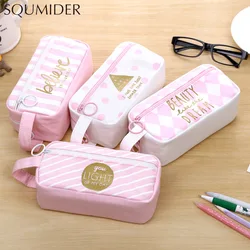Creative Pencil Case Simple Design Style Zipper Pencil Bags Pen Holders School Supplies Stationery Pencil Box for Boys or Girls