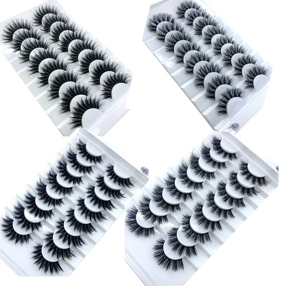 HBZGTLAD 5/8 Pairs 3D Mink Hair False Eyelashes Natural/Thick Long Eye Lashes Wispy Makeup Beauty Extension Tools