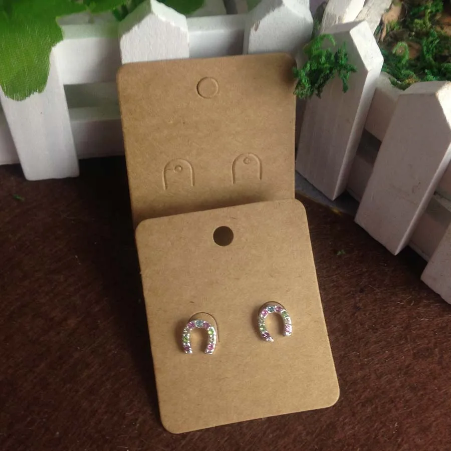 

400 PCS/Lot Jewelry Kraft Paper Big Hole Cards Displays Packaging Jewelry Blank Earring Accept custom logo