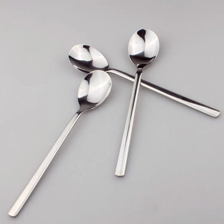 100pcs/lot 304 Stainless Steel Korean Dinner Spoon With Long Handle Soup Spoon Fork Kitchen Picnic Tea Coffee Soup Ladle lin3570