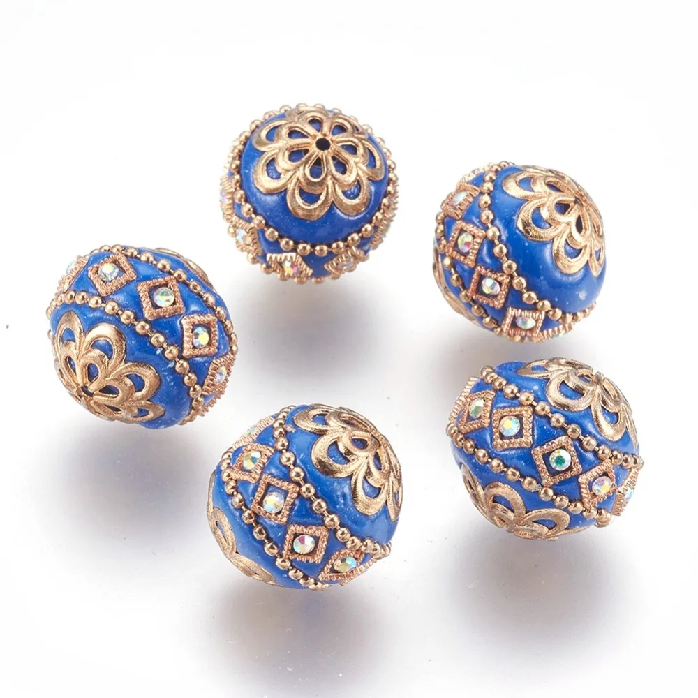 5pcs 20mm Handmade Indonesia Beads with Metal Findings Round Antique DIY Jewelry Making Necklace Bracelets Supplies