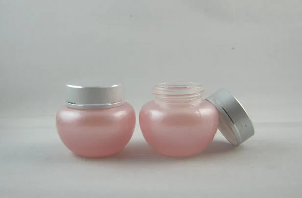 

50pieces/lot wholesale 20g pink frosted glass cosmetic jar,20g glass cream container with silver cap ,glass eye cream jar