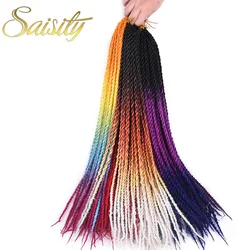 Saisity 24 inch Synthetic Ombre Senegalese Twist Hair Crochet braids 20 Roots/pack Braiding Hair for Women grey,pink,brown