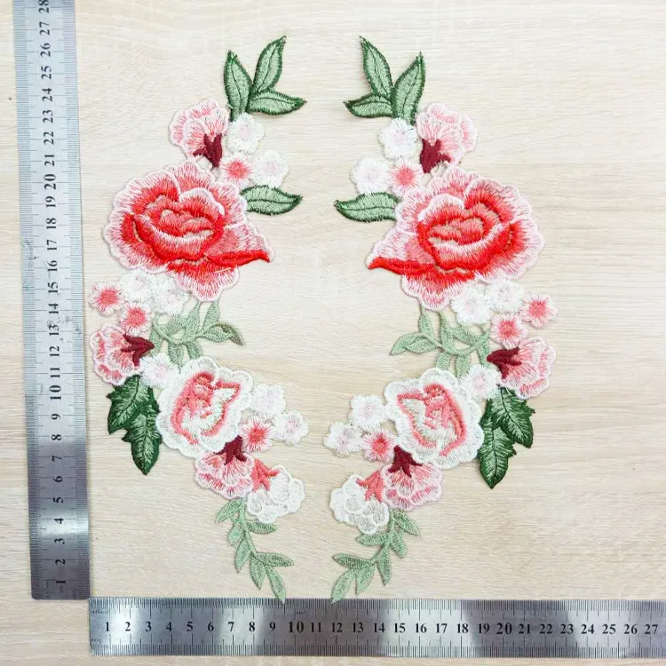 Water Soluble Color Flower Symmetrical Embroidery Applique Soft Flower Patch Sewing Clothes Decorative Fabric Sticker