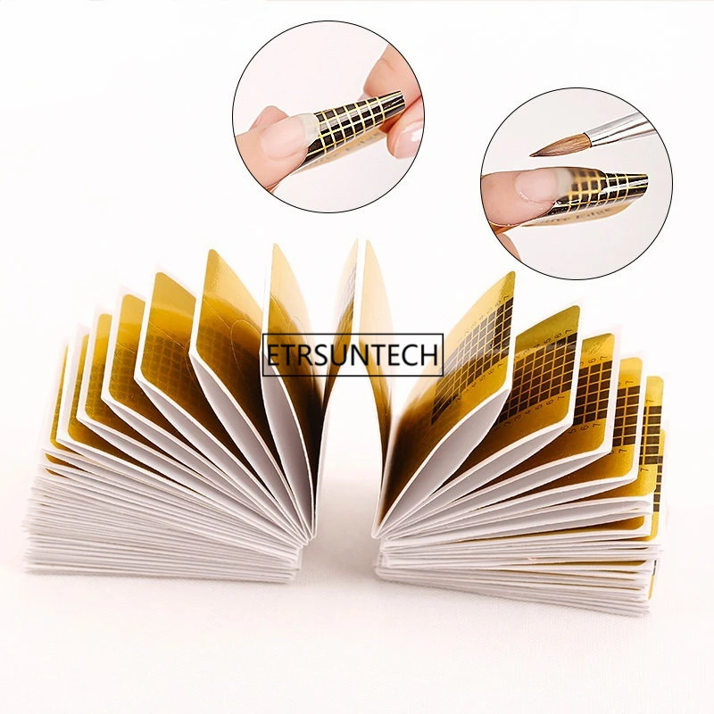 

50sets Acrylic Nails Forms Curve Polish Gel French Stylish Tip Nail Extension Sticker Paper Tray Nail Art Guide Form F3184