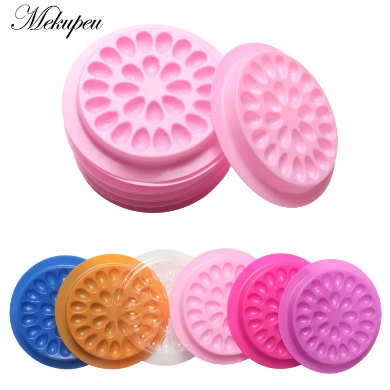 20/100pcs Disposable Plastic Flower Holder Sticker Glue Adhesive Pallet Grafted lashes tool For Eyelash Extension Makeup Tools