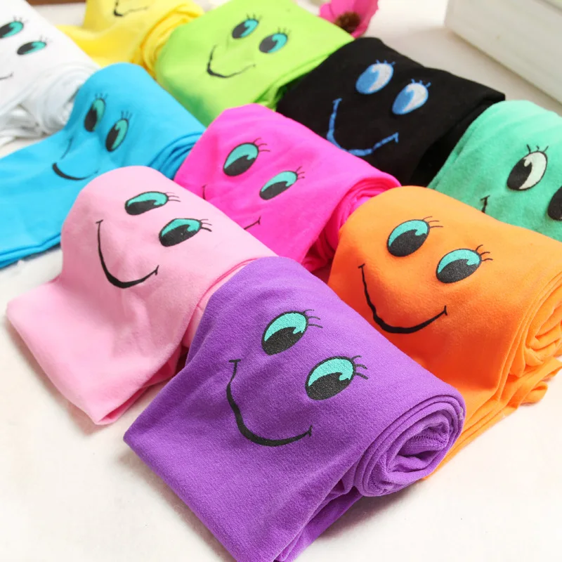 2024 Autumn velvet Lovely smiley face High elasticity Good quality Kids tights for girls children tights 3-7 year girls tights