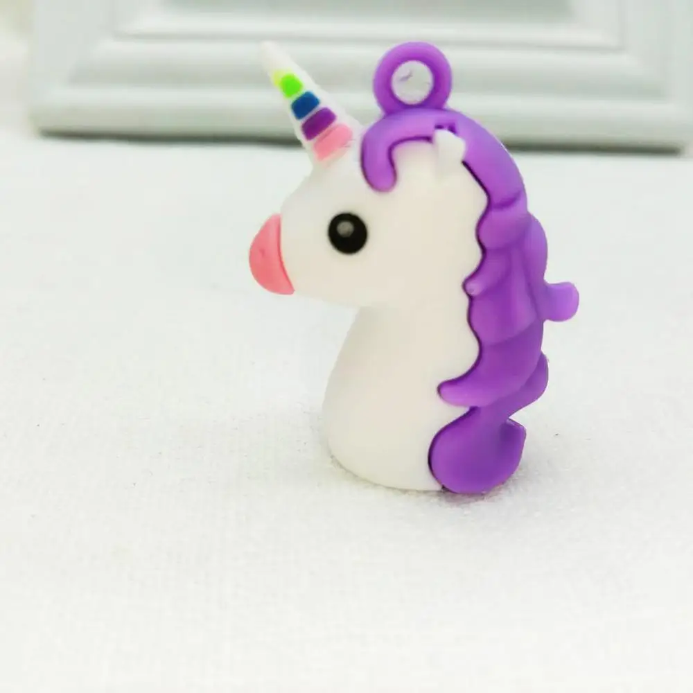 24pcs/lot 6Colors 3.5cm Cartoon Funny Unicorn Pony Silicone Charm Key Ring Chains Kids Birthday Festival Party Take-home Favors