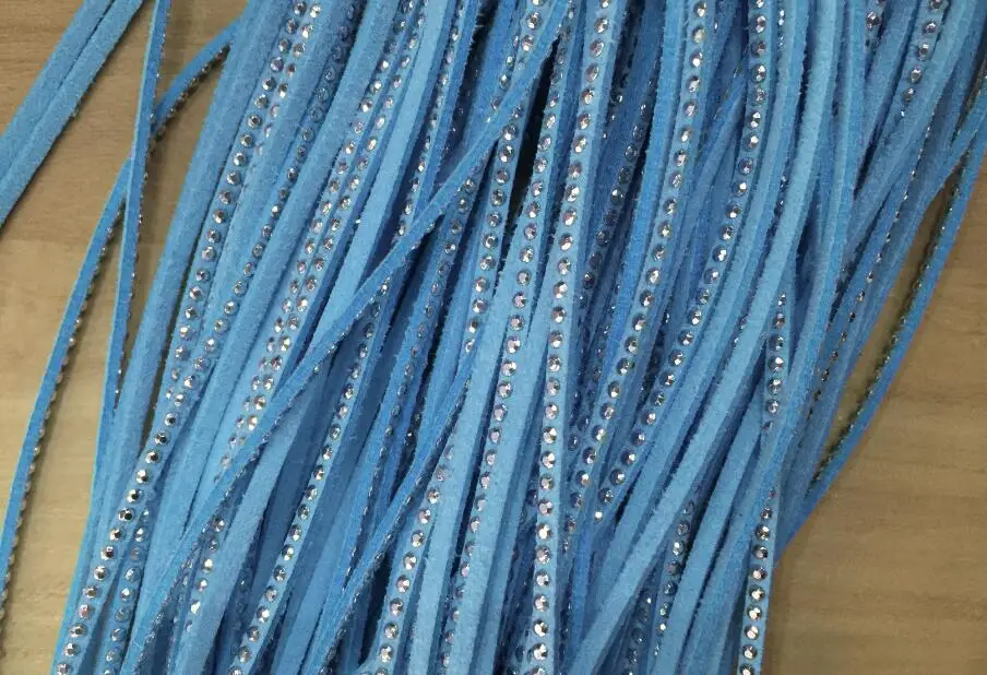 100m 3mm Lake Blue Studded Faux Suede Leather Cord Silver Studs Faux Leather String Jewelry Findings Microfiber Craft Supplies