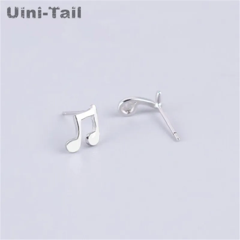 Uini-Tail Hot Music Elf 925 Tibetan silver cute note earrings Korean version of allergy-free pure silver ear jewelry ED116