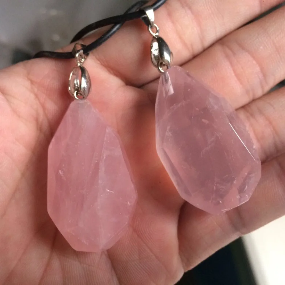 Rose Quartz Crystal Stone Pendant Natural Gemstone Jewelry Free Necklace For Women For Gift Wholesale !