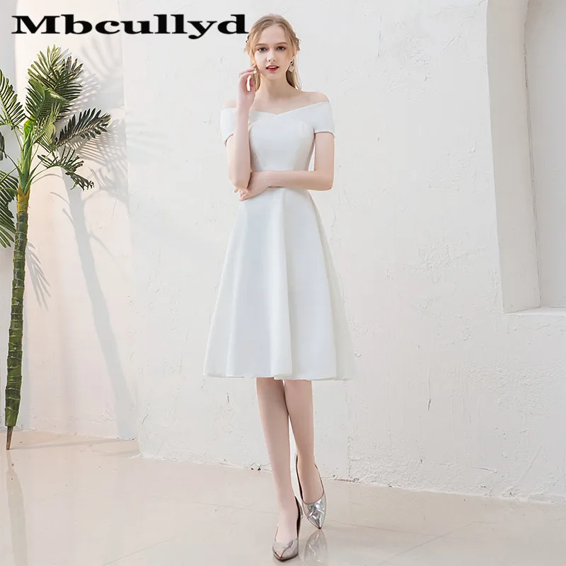 Mbcully Sexy Off Shoulder Prom Dresses For Women Wholesale Price 2023 Short Knee Lenght White Party Gowns Cheap Cocktail Dress