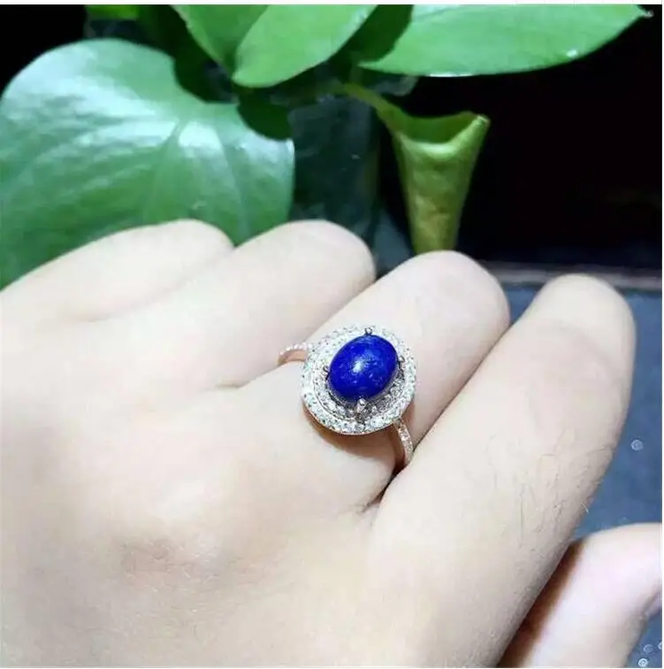 

Natural Lapis ring Free shipping Natural real Lapis 925 sterling silver Ring Per jewelry 7*9mm