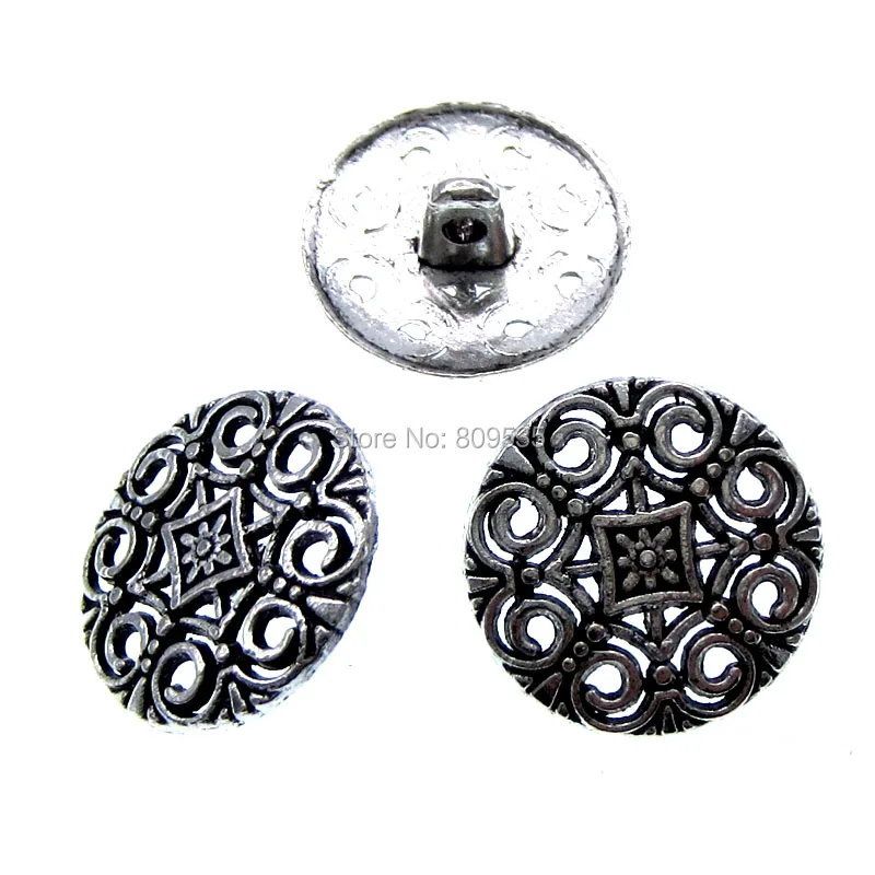 20Pcs Vintage Metal Pierced Buttons Shank Flower Metal Buttons Fit Sewing Clothing Craft 18.0mm