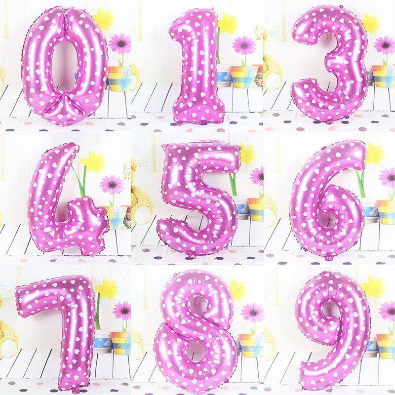 Danuyli 32 inch pink blue Wave point number foil Balloons Birthday Party Wedding Decor Air Baloons Party Supplies new Year