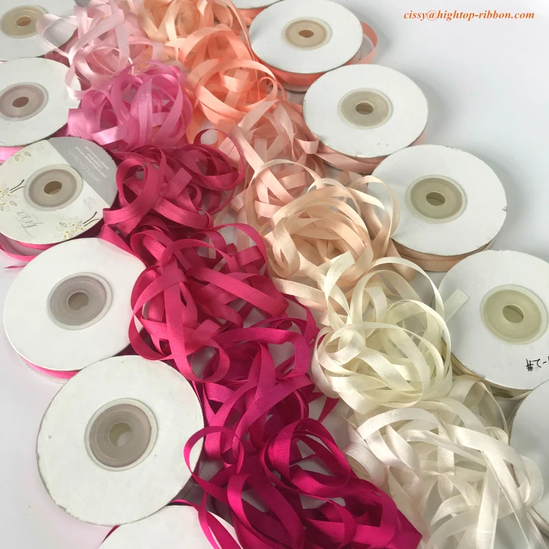 7mm 10mts to 50mts per roll 100% pure natural silk satin  taffeta ribbon solid color for embroidery designs,free shipping