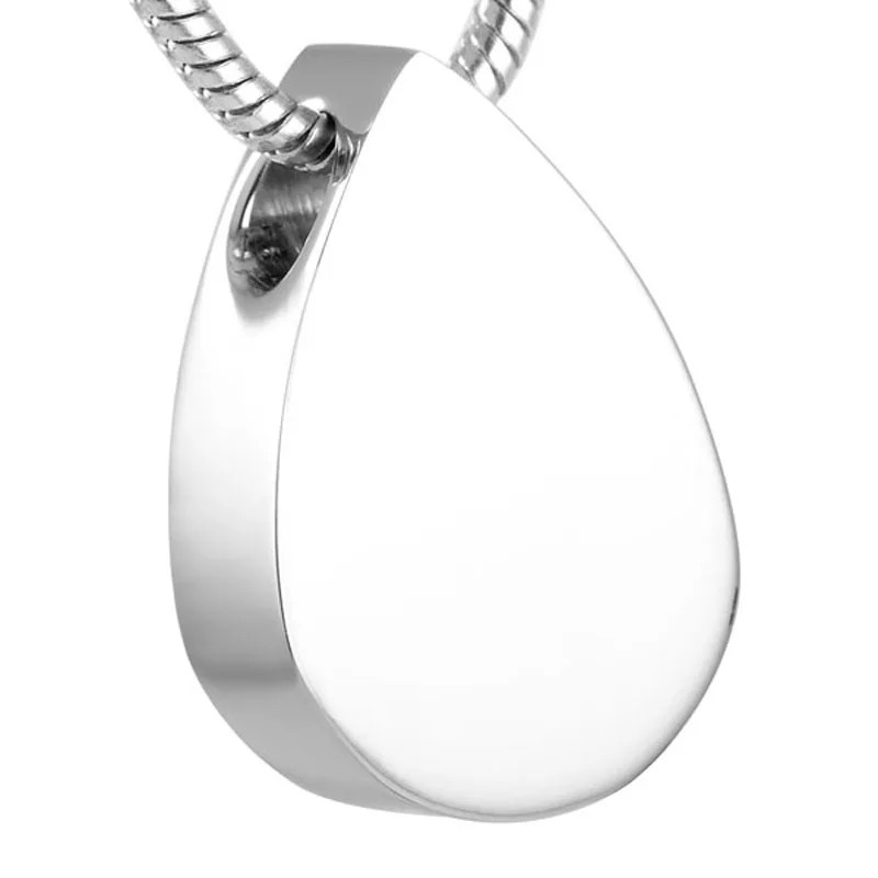 IJD8476 Engravable Teardrop Cremation Pendant with Screw Pet Human Ashes Holder Memorial Urn Necklace Stainless Steel Jewelry