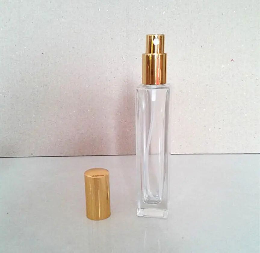 20ML Rectangular Glass Bottle of Silver and Gold Aluminum Cap Perfume Spray Cosmetics Bottle 100pcs