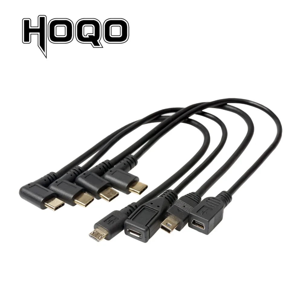 Angled 90 degree USB C Micro B Mini USB 5Pin Male to USB 3.1 Type C Elbow Micro USB 2.0 OTG Data Adapter Cable