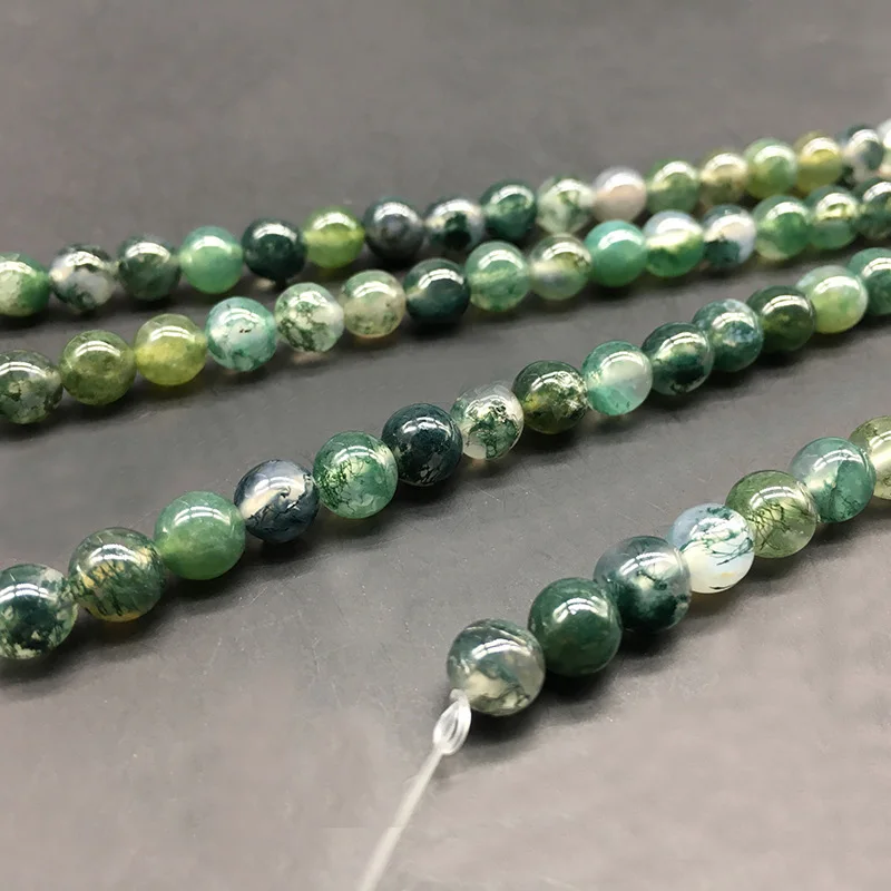 1strand/lot Moss Grass Agat Natural Stone Round Loose Green Beads For jewelry Making 4/6/8/10/12 MM DIY Bracelet Bulk Wholesale