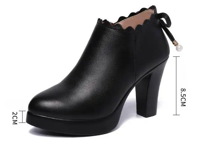 GKTINOO Scarpe da donna in pelle Autunno Piattaforma a punta Décolleté femminili Casual Tacchi alti quadrati Scarpe singole da donna Taglie forti