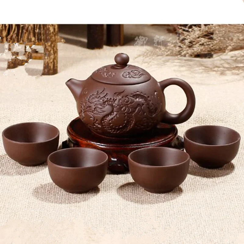 Hot Sale Ceramic Purple Clay Tea Set Kung Fu Pot Infuser Xishi Gaiwan Teapot Serving Cup Teacup Chinese Drinkware High Quality